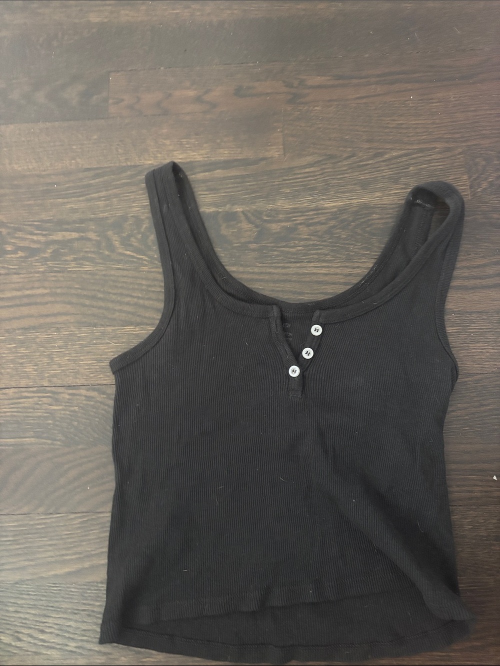 Brandy Melville Black Ribbed Henley Tank